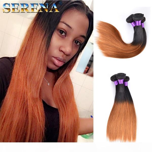 

100% human hairs weft bundles brazilian straight bundles hair extensions #1b 30 mix length 10-30inch hair weft dark honey blonde hair, Black