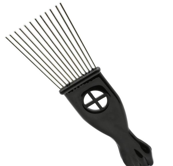 

black plast fist handle afro brush stianless steel wide teeth metal hair pick af jllaqw comb2010, Silver