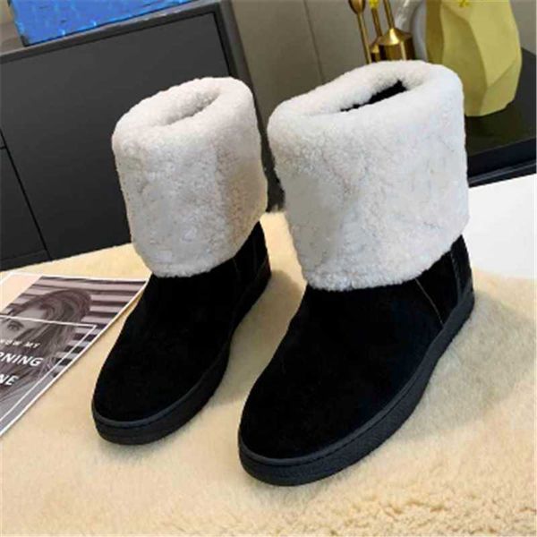 

wool snow boots flannel short boots thick-heel splice martin mixed colours platform winter women's shoes, Black