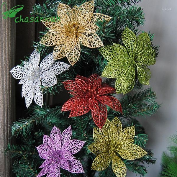 

new 10pcs artificial christmas flowers new year christmas tree decorations for home wedding party decoration navidad natal,q1