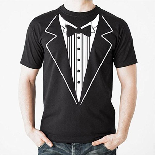 Herren-T-Shirts, Smoking-T-Shirt, TUX, lustiges Abschlussball-Hochzeits-Bräutigam-Kostüm-Outfit mit Fliege, Graohic-T-Shirt1