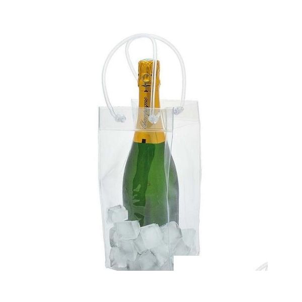 

shippng 50pcs/lot pvc ice bag wine cooler chiller gift bags wine tool 6rolt