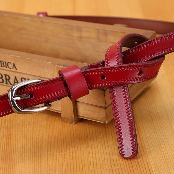 

ofae5 new women's thin leather leather korean versatile version new women's beltfashion narrow belt casual versatile belt korean l, Black;brown