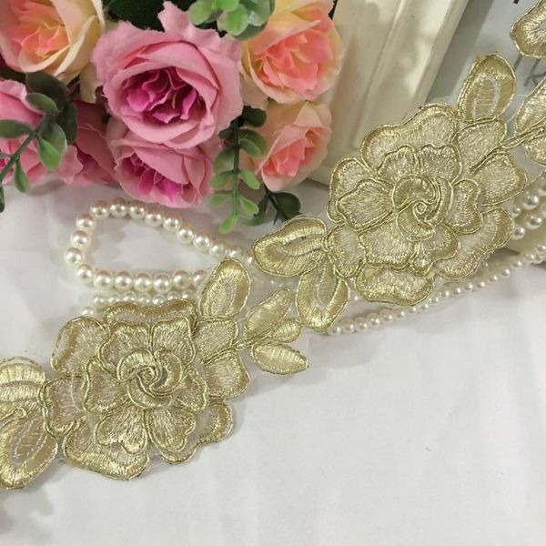 

shipping 1yard 6cm wide gold royal rose fabric lace pretty flower venise lace trim applique sewing cra jllvtb