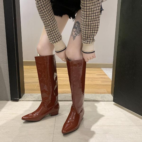 

2020 марка колено высокие сапоги женщины дамы осень зима женщина длинные сапоги обувь sexy плюс размер bottes налить femmes stivali да донна, Black