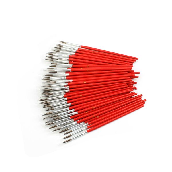 

6pcs/set red birch short rod horse hair small gouache water color painting pen children suit art painting supplies stationery, Black;red