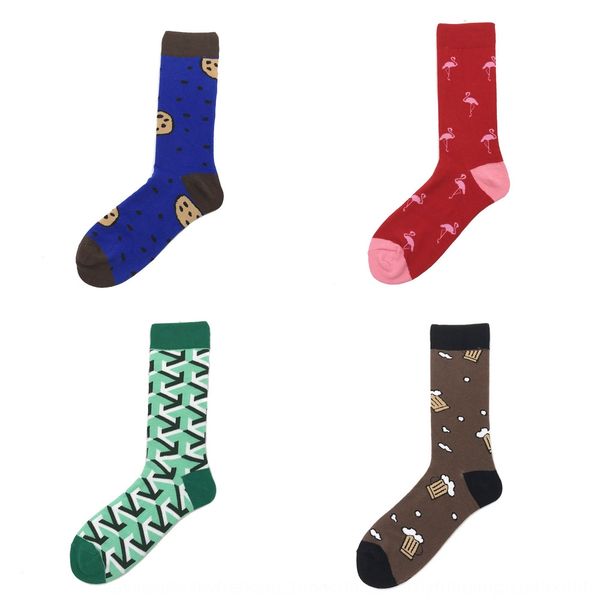 

autumn and winter new ins style men's and women's tube medium medium socks color happy casual personality trend socks bpaar, Black