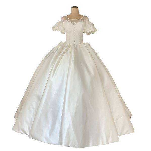 

vintage ivory ball gown wedding dresses with puffy sleeves appliques vestidos de noivas 2020 pearls beaded wedding gowns bride dress, White