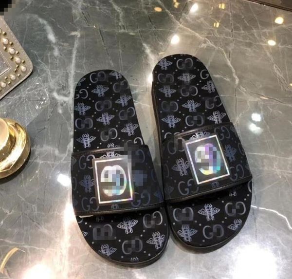 

2020 slides summer beach indoor flat g sandals slippers house flip flops with spike sandal with box, Black