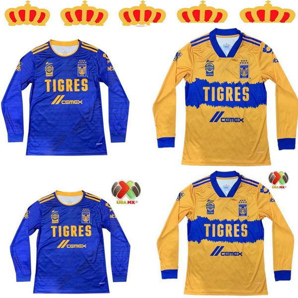 

2020 2021long sleeve tigers naul tigres uanl soccer jerseys 7 stars camiseta de futbol mexico liga football shirt, Black;yellow