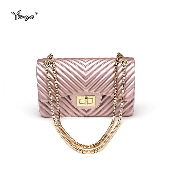 

бренд yb 2020 новых pu кожи женщины ранца моды цепь желе мешок простого плеча crossbody пакет дама мешочки