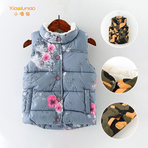 

autumn winter new boys girls sleeveless hooded wool vest jacket cartoon print coat kids warm cashmere vest outwear clothes 201102, Camo