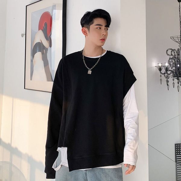 

2021 new newly arrived autumn half-sleeveless design felt around the black neck pulvering superior hip hoodies c97n