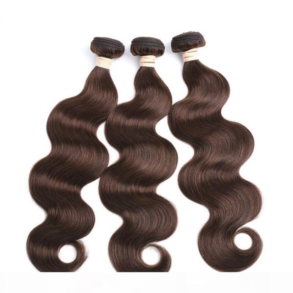

elibess har-human hair body wave remy hair 4# light brwon human hair bundles 10-26 inch 60g piece 3 bundles, Black