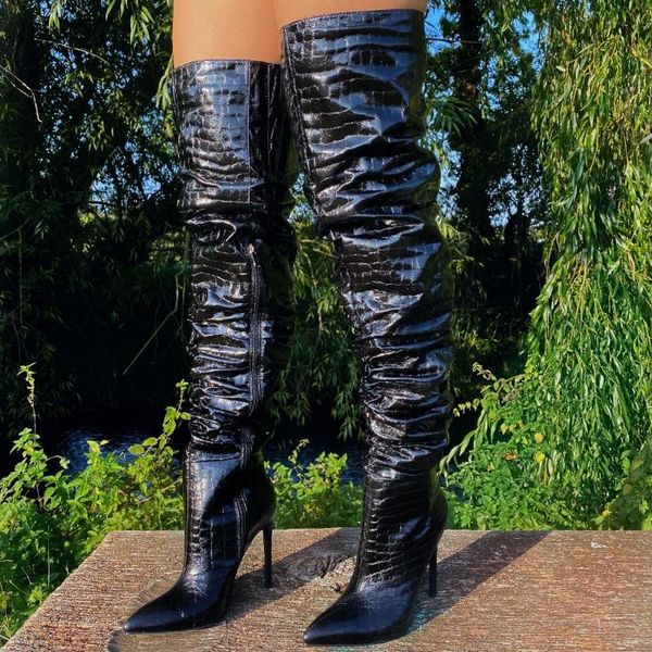 

women boots pu leather zipper retro casual womans booties gladiator high heel shoes ladies fashion botas mujer invierno tw668, Black