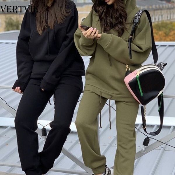 

two piece set outfits autumn women's tracksuit oversized hoodie and pants casual sport suit winter 2 piece woman set, White;black