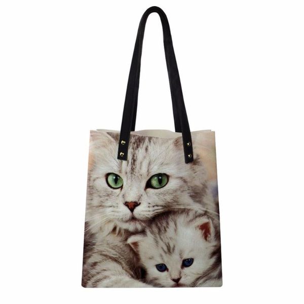 

customized adorable cat women shoulder bag soft pu leather handle bags ladies tassel tote handbag women's handbag