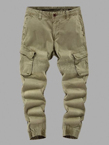 

men flap pocket cargo pants c26f#, Black