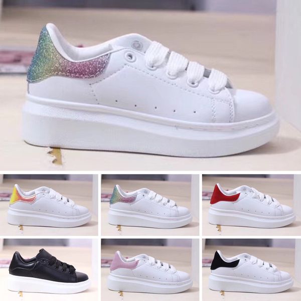 

2022 kids shoes for boy girls fashion leather sneakers 3m reflective black white velvet thick-soled flat height increasing casual 26-35, Black;brown