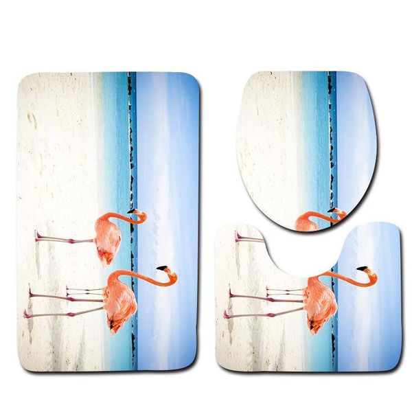 

ocean sand beach style bathroom floor mat 3 pcs set, anti-skid mat for bathroom, bath ro qylifc garden2010