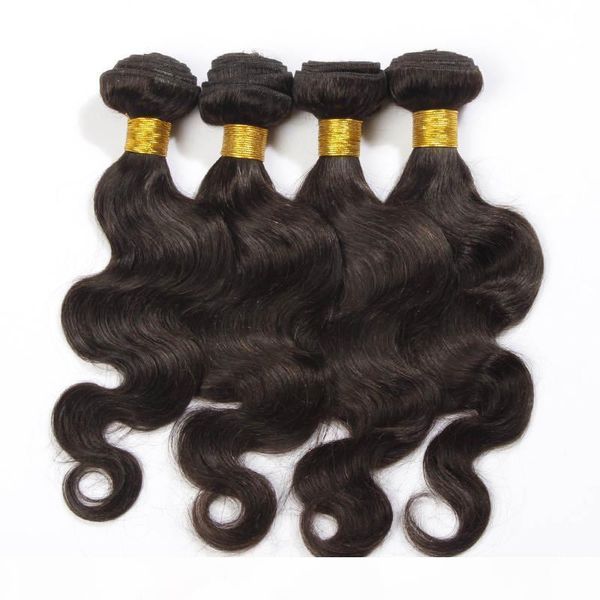 

chinese #2 darkest brown color virgin hair extension 100% human hair weave 6a chinese body wave hair extensions, Black