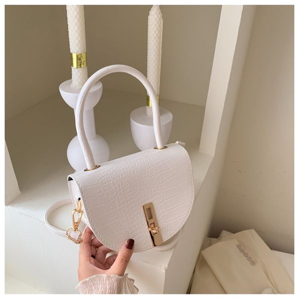 

y2xzz baglock fashion saddle 2020 new style foreign alligator texture solid color turn shoulder shoulder bag saddle women's wrist bag b