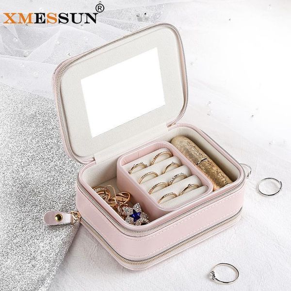 

xmessun simple girl earrings plate jewelry box protable leather earrings ring multi-function jewelry storage bracelet stud box1