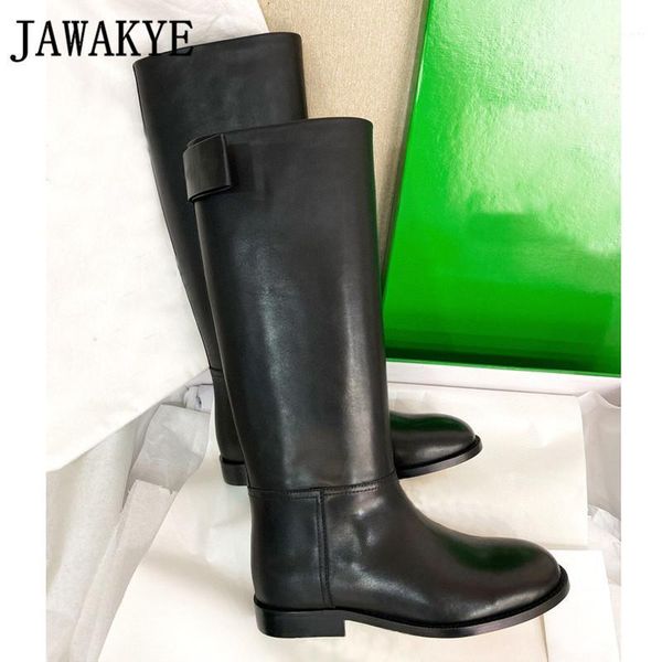

designer genuine leather flat long boots women motorcycle booties female winter shoes cowboy knight boots black knee high1