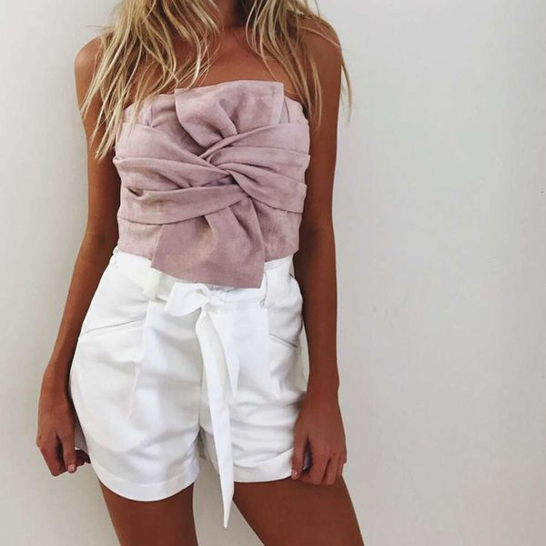 

2021 suede with exposed navel and zipper back, White