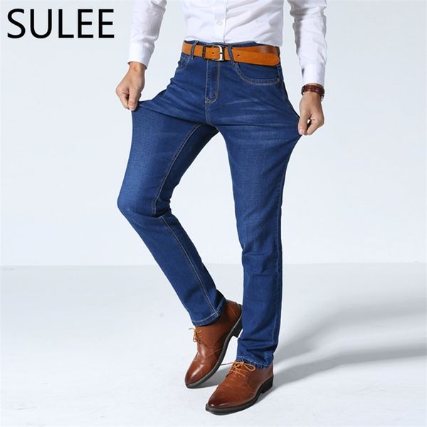 Sulee Brand Мужские джинсы высокие растягивающие джинсовые марки мужские джинсы размером 30 32 34 35 36 38 40 42 брюки брюки 3 цвета 201116