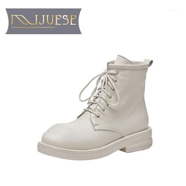 

mljuese 2021 women ankle boots cow leather winter short plush round toe high heels female riding boots size 391, Black