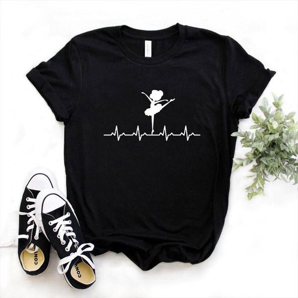 

балерина heartbeat балетный танец печать женщины тенниска хлопка hipster смешная тенниска подарков lady yong девушки 6 цвет top tee zy 629, White