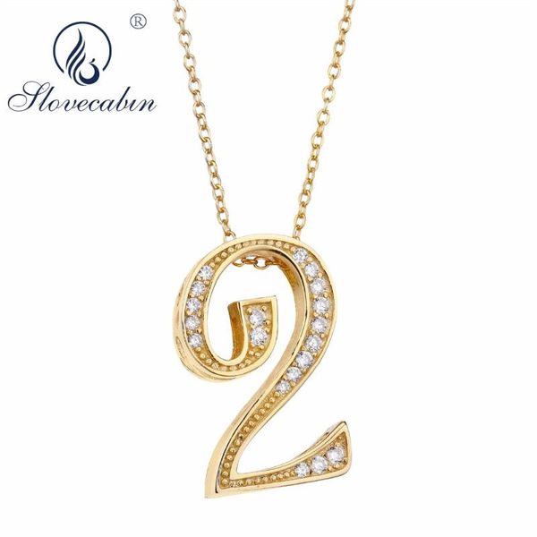 

slovecabin 925 sterling silver lucky number 2 3 pendants hippie gold color long chain jewelry for japanese men initial necklace
