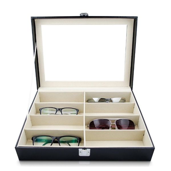 

eyeglass sunglasses storage box with window imitation leather glasses display case storage organiz jlljac lajiaoyard
