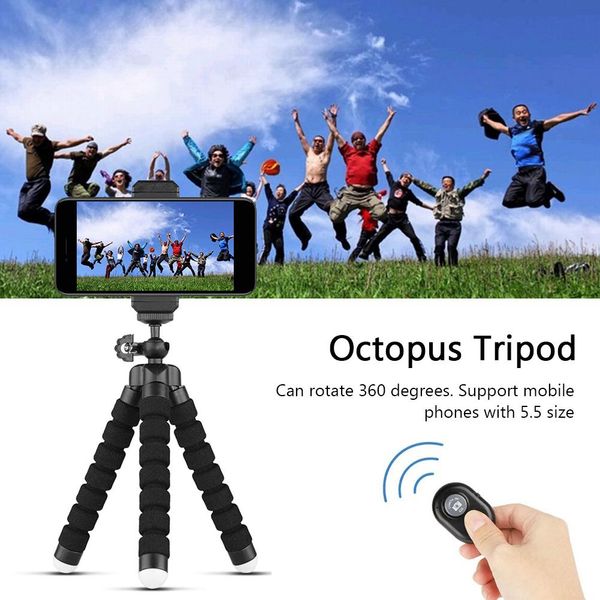 

360 держатель мобильного телефона мини гибкий губка осьминог штатив кронштейн bluetooth shutterfor мобильный телефон камеры селфи стенд wmtd