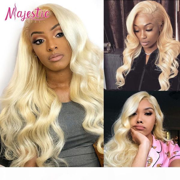 

blonde lace front human hair wigs body wave colored 613 human hair wigs for black women inch pre plucked lace front wig full, Black;brown