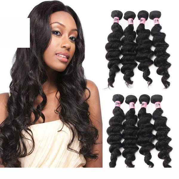 

nami hair brazilian virgin hair wefts loose deep wave 4 bundles 100% human hair extensions natural color, Black