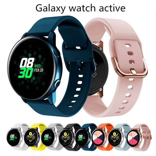 20mm Hotsale 10 colori cinturino in silicone per Samsung Galaxy Watch Active 2 cinturino cinturino cinturino di ricambio per orologio sportivo