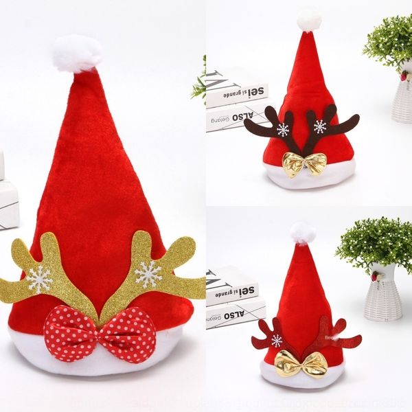 

nfncs rm318 children's velvet composite single side velvet bow loose powder christmas snow u butterfly christmas hat antler cloth hat u
