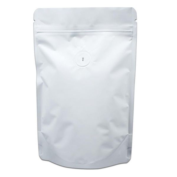 

50pcs lot matte black white pure aluminum foil coffee bag stand up pouch with valve zip lock zipper resealable tea packaging h bbyhng