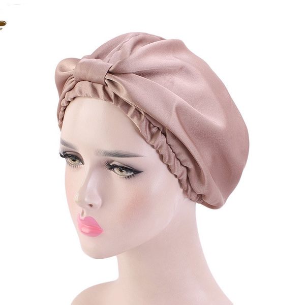 

new arrival intersecting headscarf bowtie design women beanie daily turban head wrap band sleep hat pleated yoga sport cap, Blue;gray