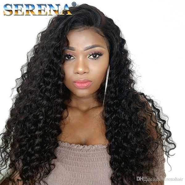

brazilian wet and wavy human hair wigs brazilian water wave lace front wigs glueless full lace wigs bleached knots, Black;brown