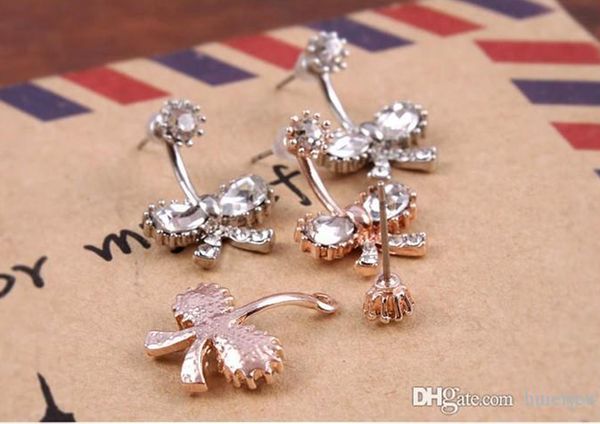 

earrings fashion jewelry hanging flowers bow earrings stud earrings, Golden;silver