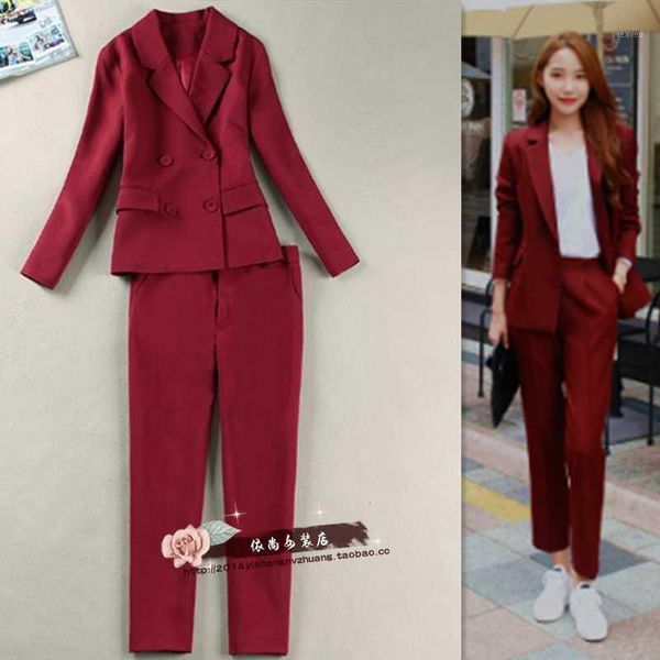 

suit suit female spring and autumn new korean version of the casual slim jacket professional two-piece clothing1, Gray