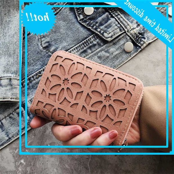 

fashion women's short portfolios holle leave pouch handbags for women coin pu leather wallets cardholder