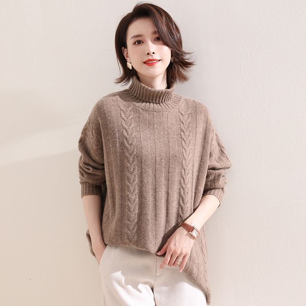 

2021 loose female pullovers (128cm for bust size) 100% cashmere goat mesh sweaters thick winter pure jumpers ladies 8xhu, White;black
