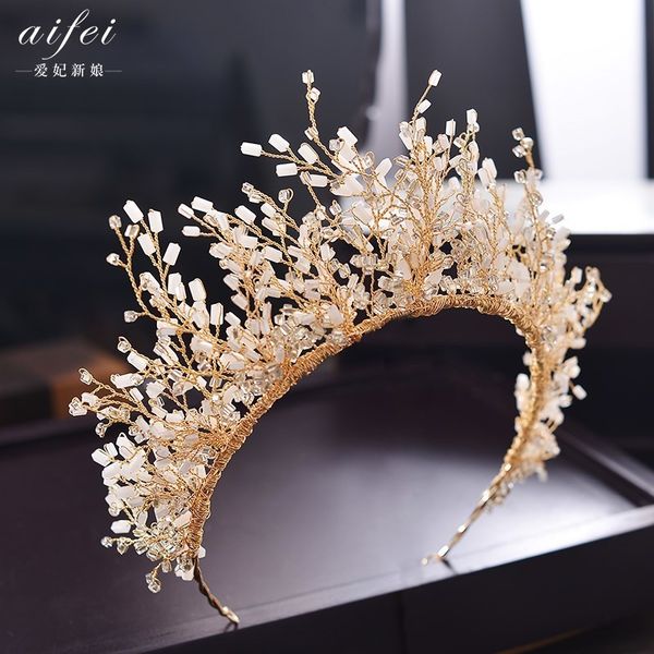 

kbride корона 2020 атмосфера новый корейский головной убор супер сказочные принцессы группы волос свадебные аксессуары m, Silver