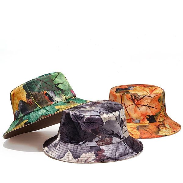 

wide brim hats 2021 fashion printed bucket hat women cap female spring summer beach caps outdoor fishing for men, Blue;gray