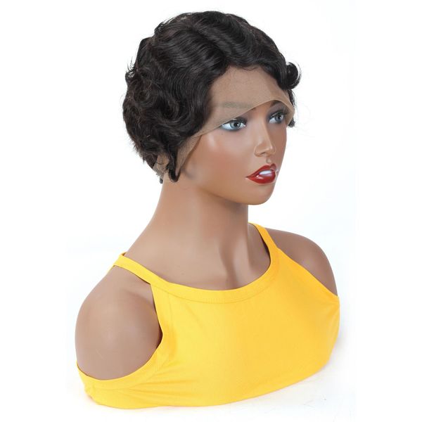 

human wig lady t pre-water-wavy lace human hair, Black;brown