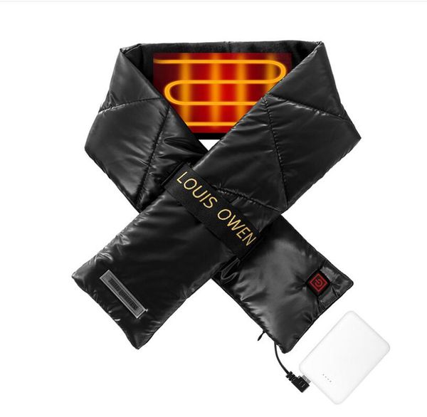 

smart heated scarf christmas gift outdoor winter electric charging scarf warm outdoor walking skiing waterproof washable smart scarfs, Blue;gray